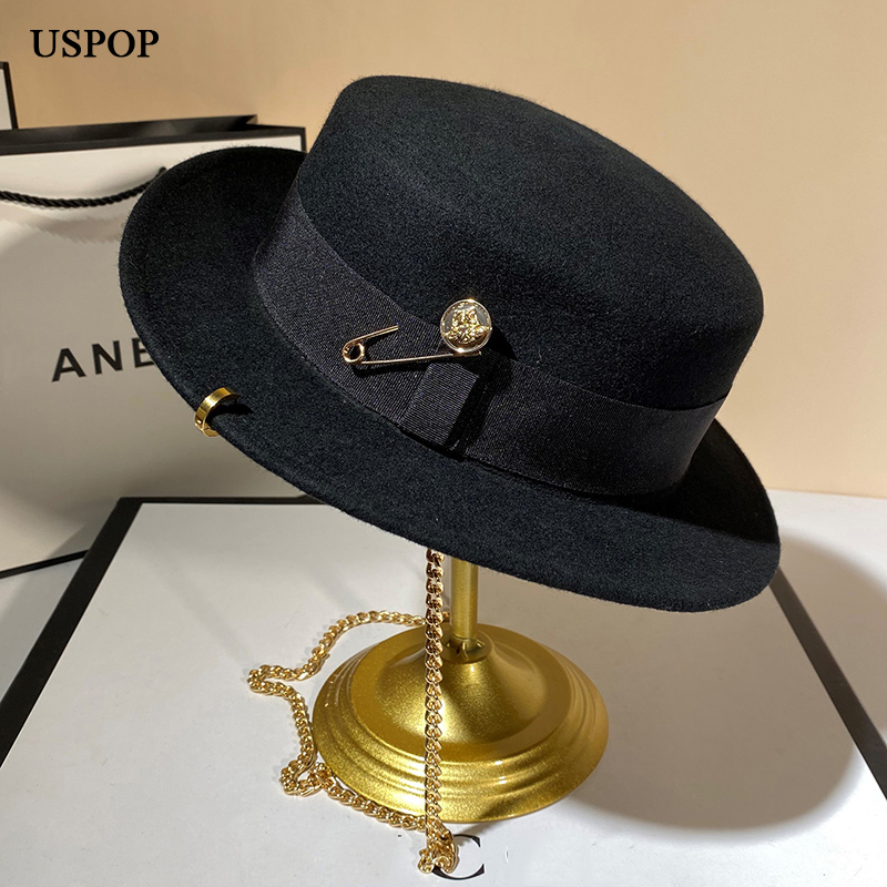 Fedora Hat Wool - USPOP New Winter Hats Women Black