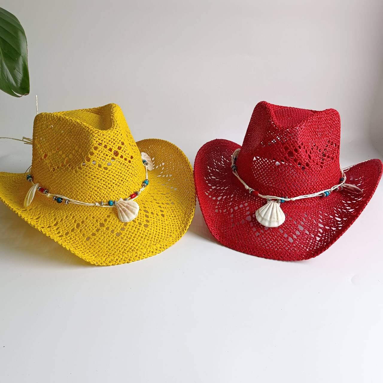Cowboy Hat Straw - Bright yellow Cowboy Straw Hats Beach
