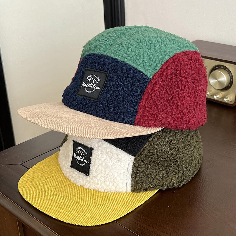 Corduroy Cap 5 Panel - 5 Panel Retro Fleece Cap for