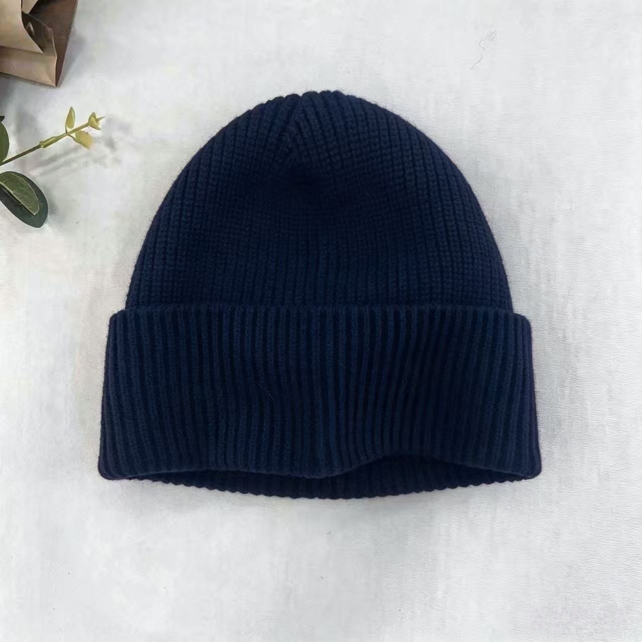Navy Blue Ribbed Knit Thermal  - Beanie Cuffed Knit recension och pris