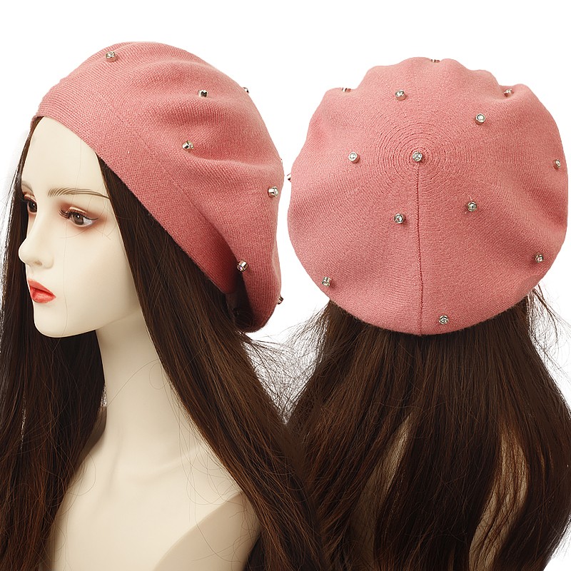 Women's Colour Rhinestones Ber - Beret French Wool recension och pris
