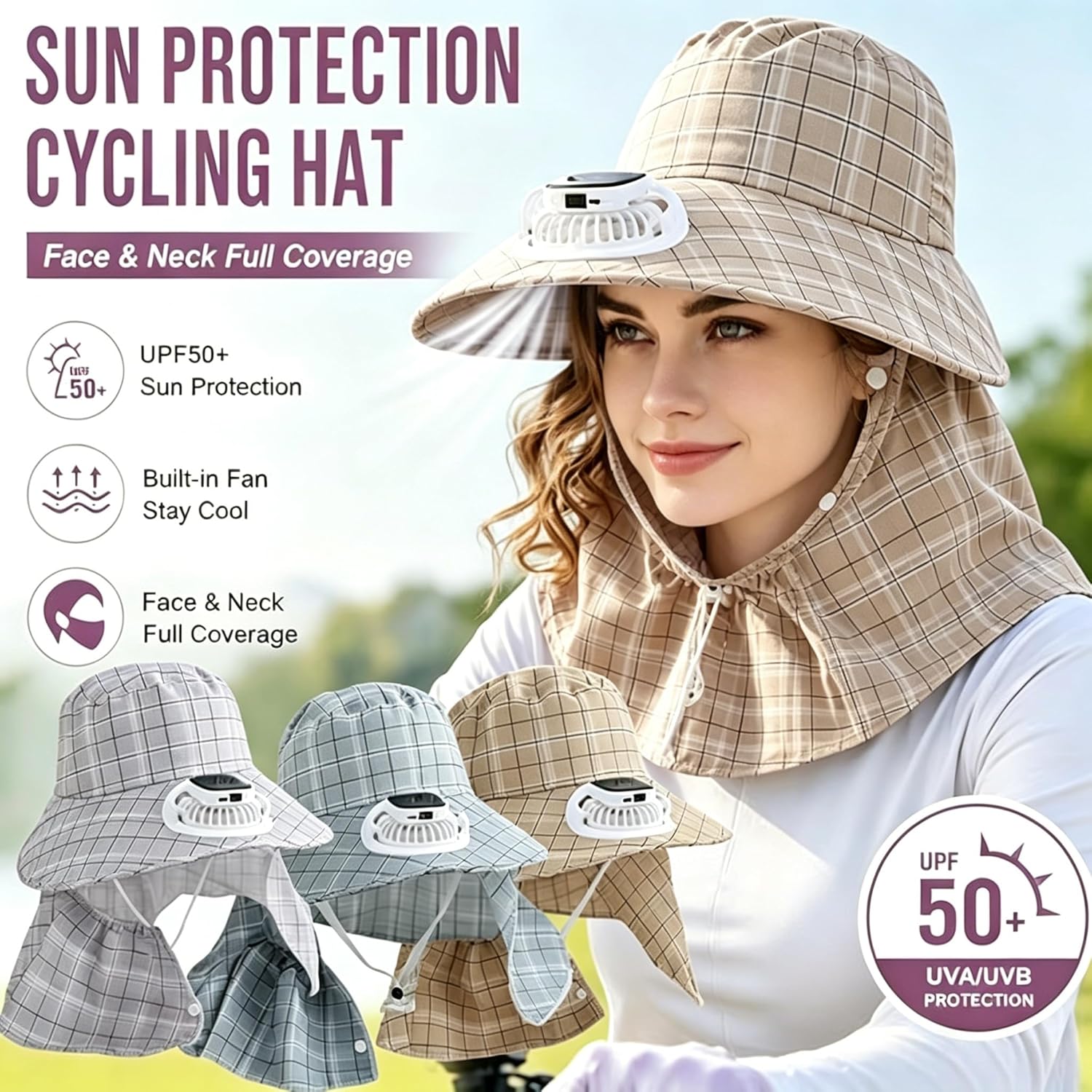 1PC Solar Power Neck Guard Fan - Visor Sun Hat recension och pris