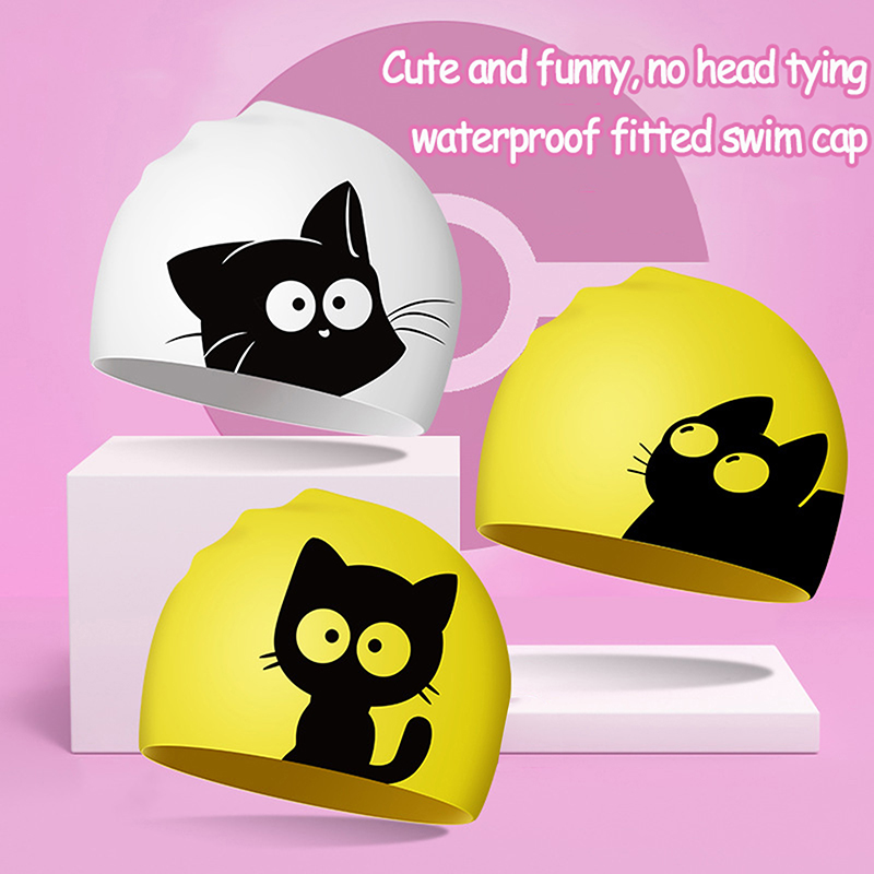 Cute Cat Swimming Cap For Long - Swim Hat Silicone recension och pris