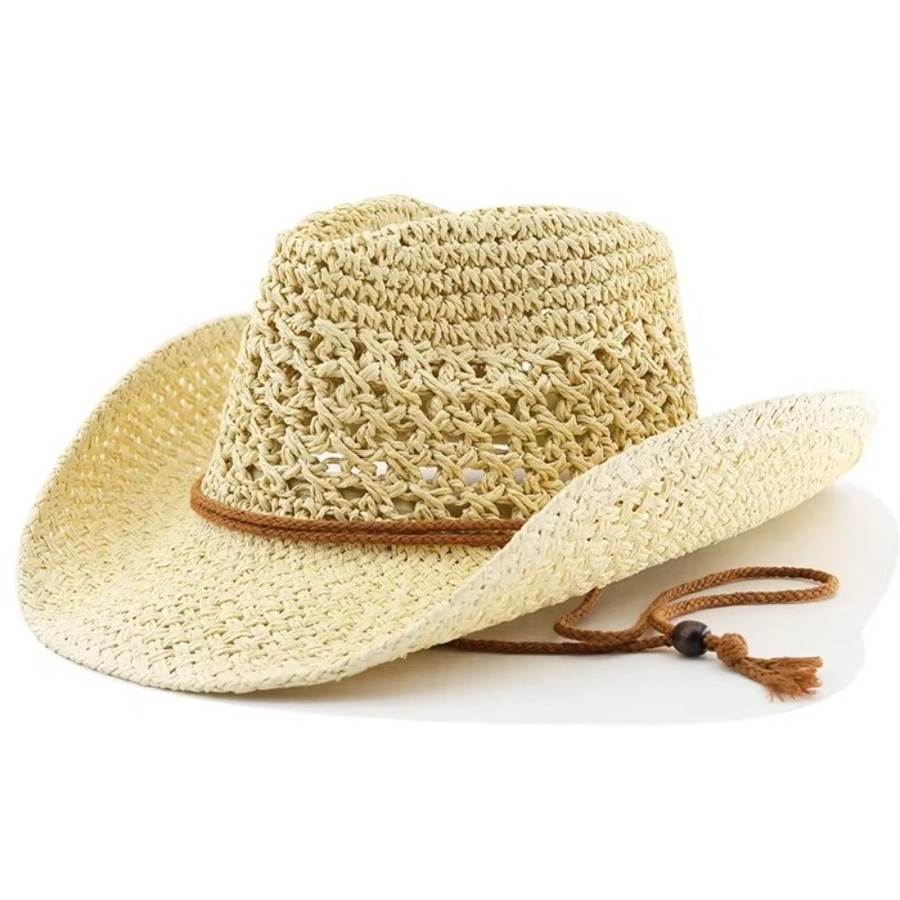 Retro Wide Brim Sunscreen Stra - Cowboy Hat Straw recension och pris