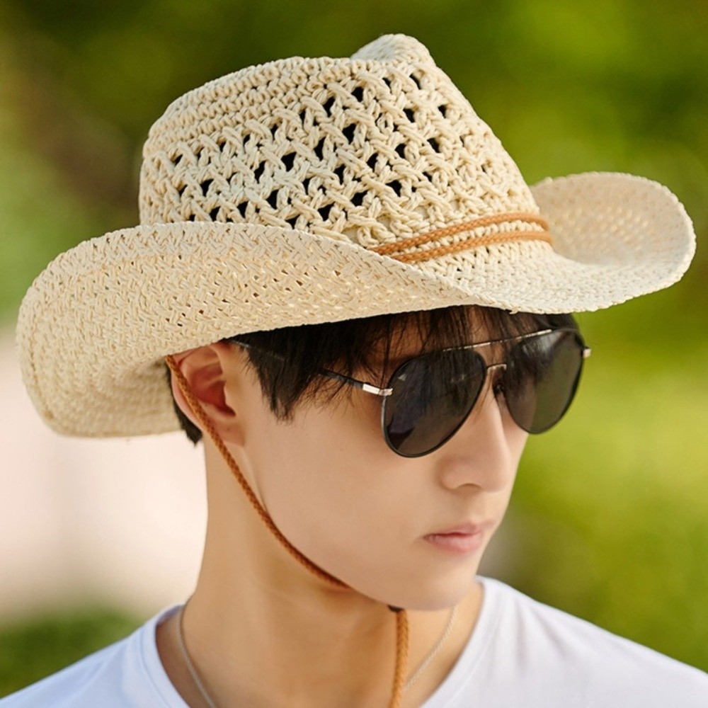 Retro Wide Brim Sunscreen Stra - Cowboy Hat Straw recension och pris
