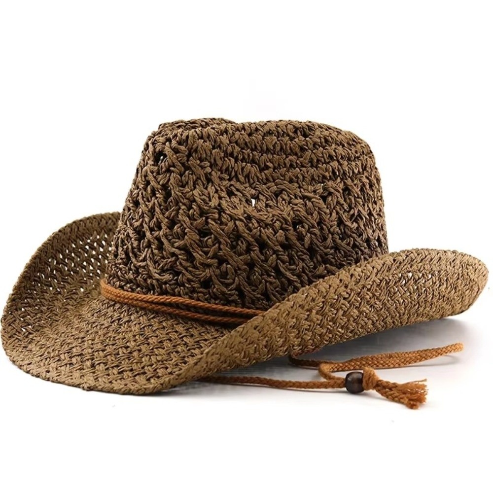 Retro Wide Brim Sunscreen Stra - Cowboy Hat Straw recension och pris