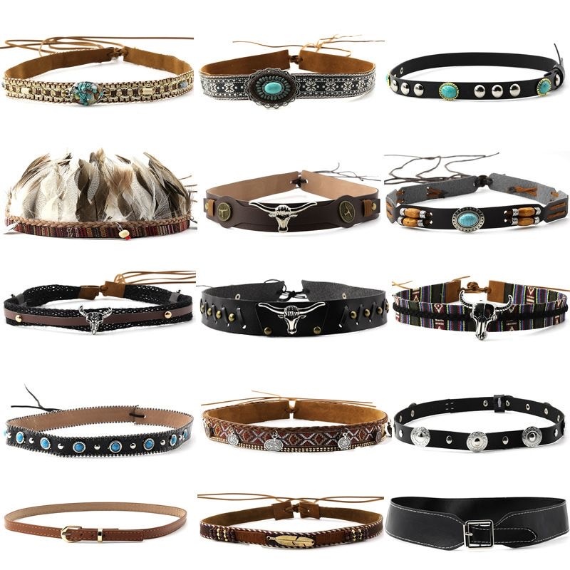 Retro Ethnic Style Belt, Headb - Cowboy Hat Straw recension och pris