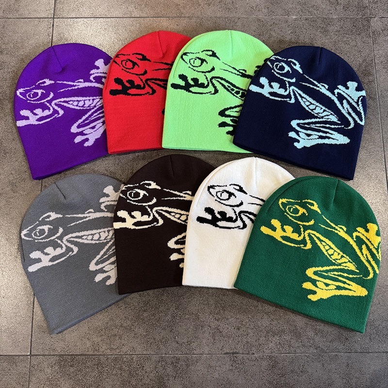 Tree Frog Print Beanie Men Wom - Beanie Cuffed Knit recension och pris