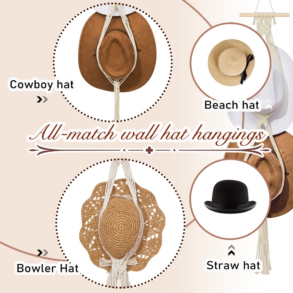 Bohemian Macrame Hat Hanger Ha - Sun Hat Wide Brim recension och pris