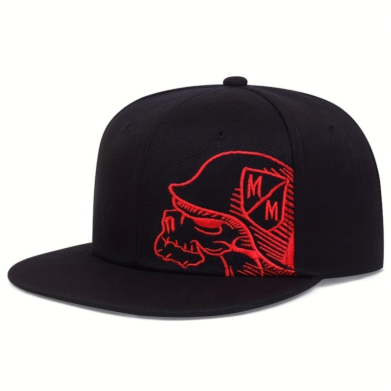 Unisex Skeleton Embroidery Bas - Snapback Hat Flat recension och pris