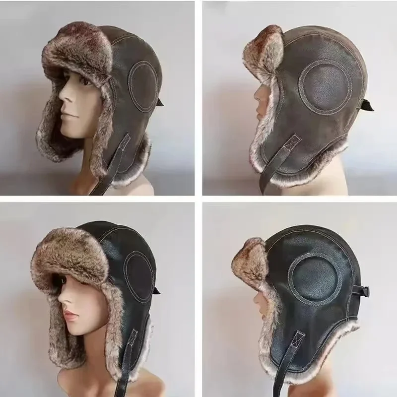 Leather SnowWint Cap With Ear  - Trapper Hat Ear Flap recension och pris