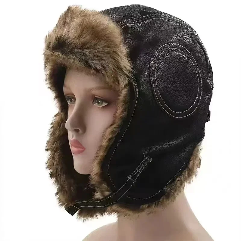 Leather SnowWint Cap With Ear  - Trapper Hat Ear Flap recension och pris