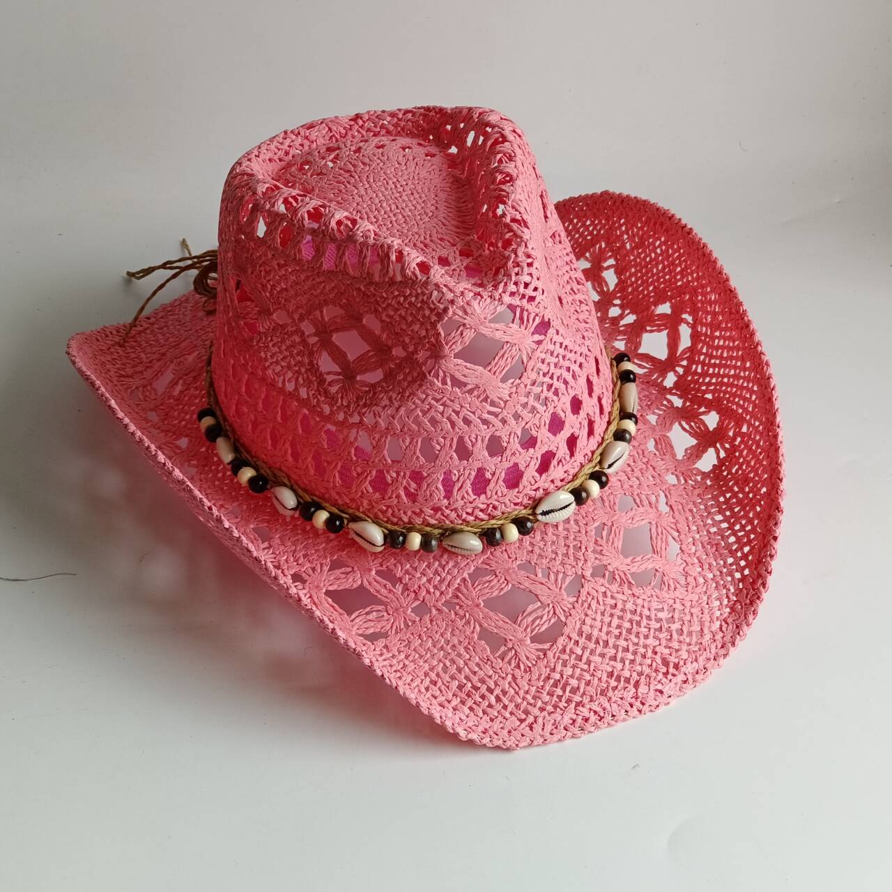 Pink Cowboy straw hat  hollow  - Cowboy Hat Straw recension och pris
